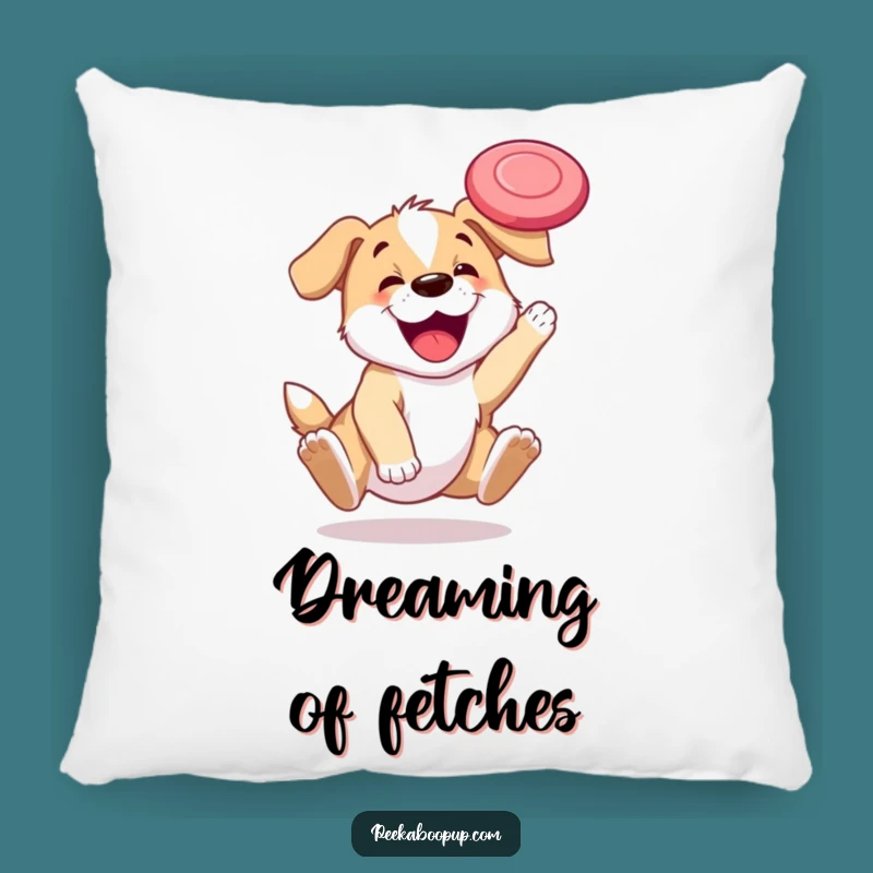 Funny Puppy Frisbee Catch Pillow - Comfy & Hilarious Canine Gift!