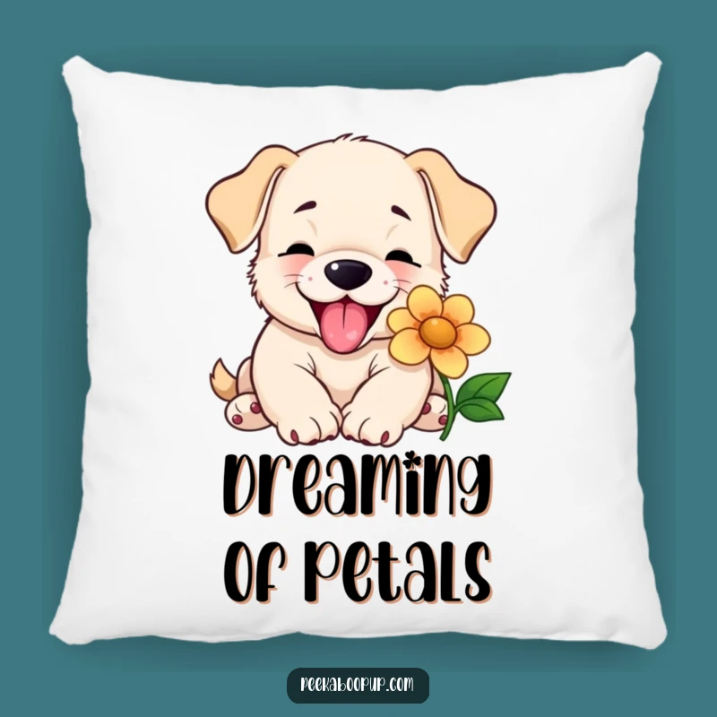 Funny Puppy Lick Pillow - Cozy Comfort with a Flower Kiss