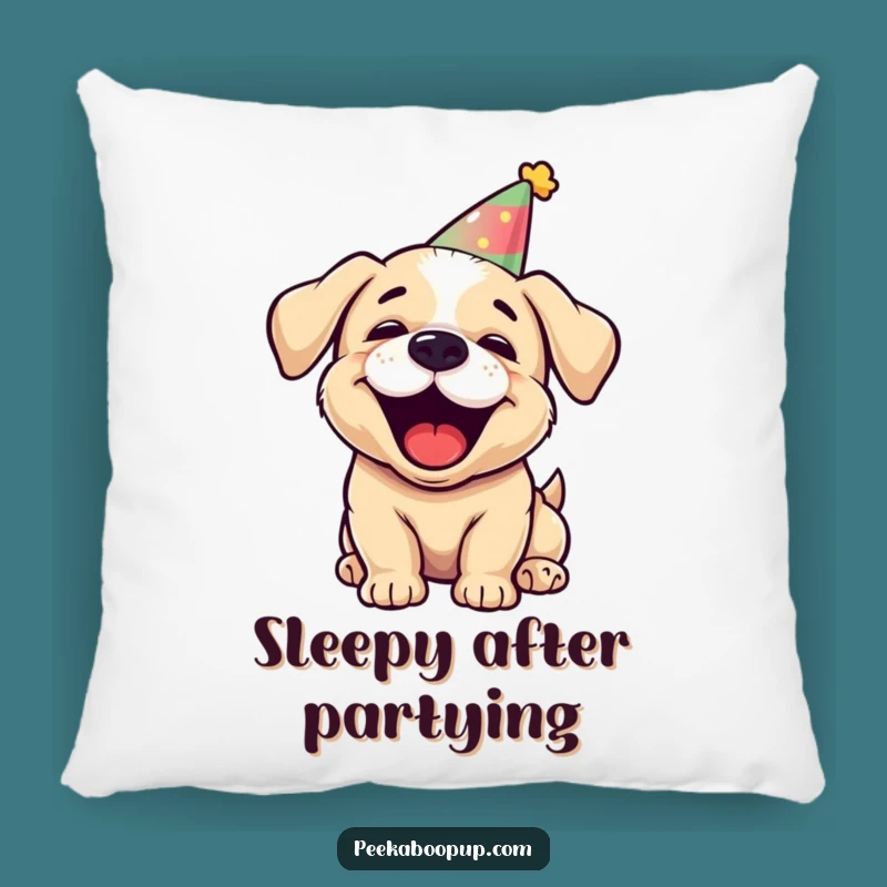 Funny Puppy Party Pillow - Cozy Joyful Cushion Humorous Gift