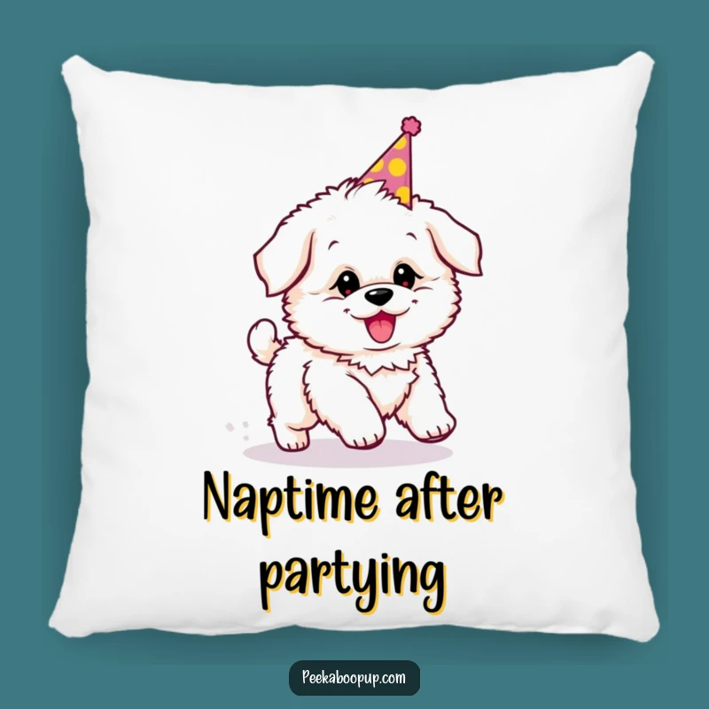 Funny Puppy Party Pillow: Tail Chase Comfort, Playful Decor