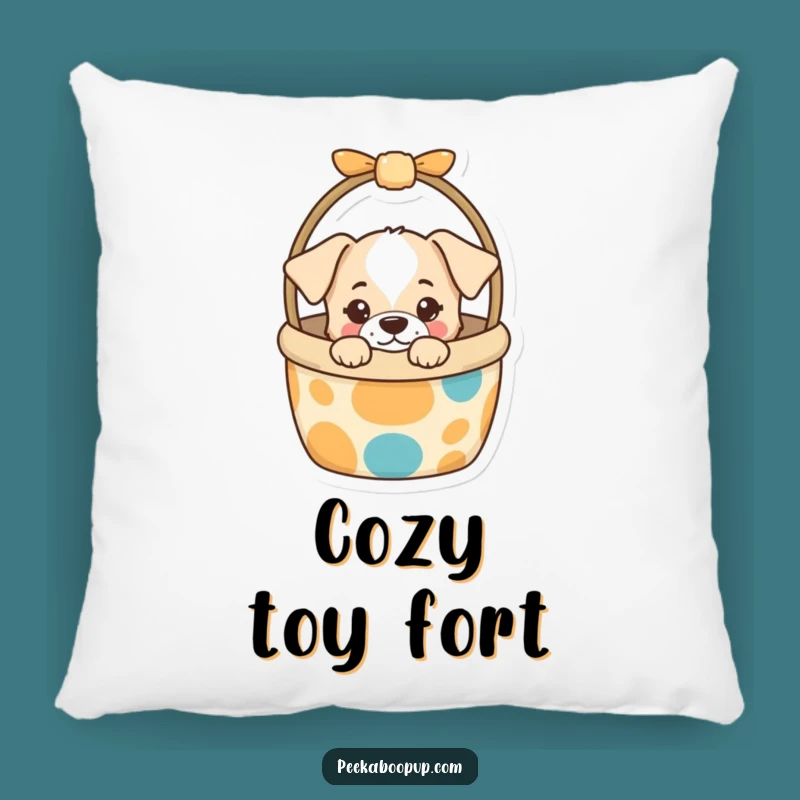 Funny Puppy Toy Basket Pillow: Curious Comfort, Hilarious Home Decor Gift