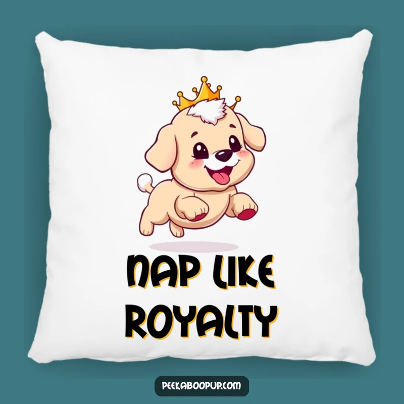 Funny Royal Puppy Pillow: Soft Crowned Pup Cushion, Adorable Funny Gift