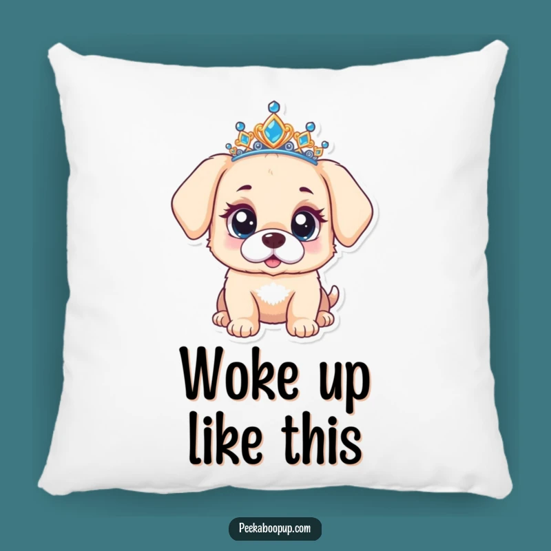 Funny Surprised Puppy Pillow: Soft Tiara Pup Cushion, Adorable Funny Gift
