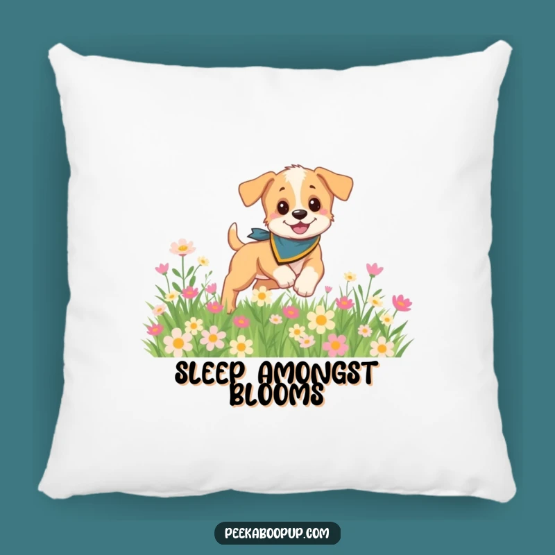 Comfortable Funny Puppy Garden Pillow: Sweet Dreams with a Floral Canine