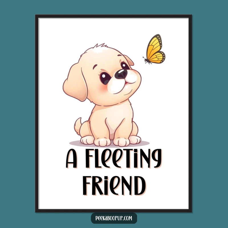Funny Puppy Butterfly Digital Print - Curious Puppy Head Tilt Art