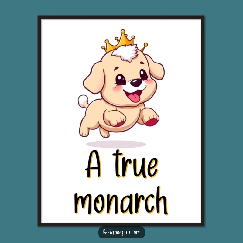 Funny Royal Puppy Digital Art: Instant Crowned Pup Download, Perfect Funny Gift