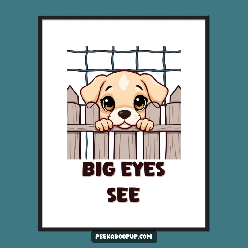 Printable Funny Puppy Peeking Art: Instant Curious Dog Decor Download