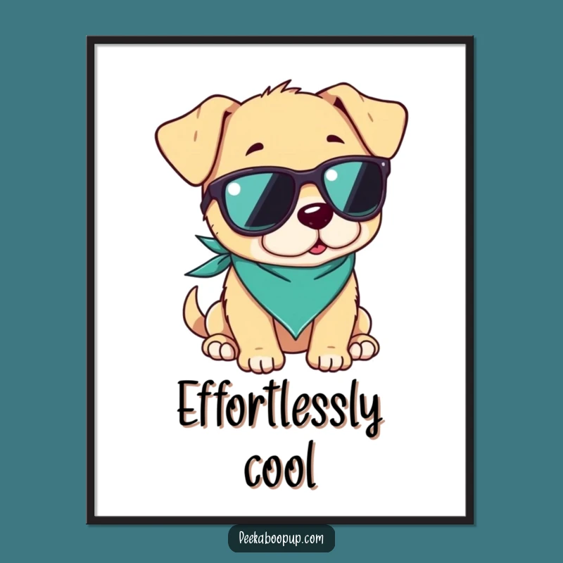 Funny Cool Puppy Sunglasses Digital Art, Printable Wall Decor Gift