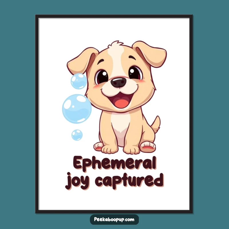 Funny Bubble Puppy Digital Art: Cheerful Chase, Instant Joy Download