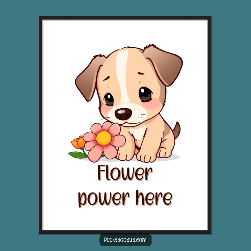 Funny Puppy Flower Print - Curious Sniff, Instant Humorous Dog Decor!
