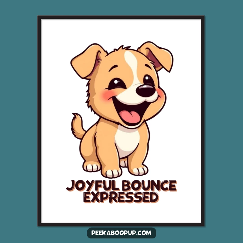 Funny Happy Puppy Digital Art Print: Instant Joyful Decor