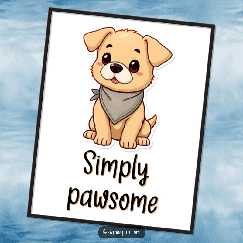 Funny puppy wearing a bandana and striking a proud pose, ready as a high-resolution digital art print.