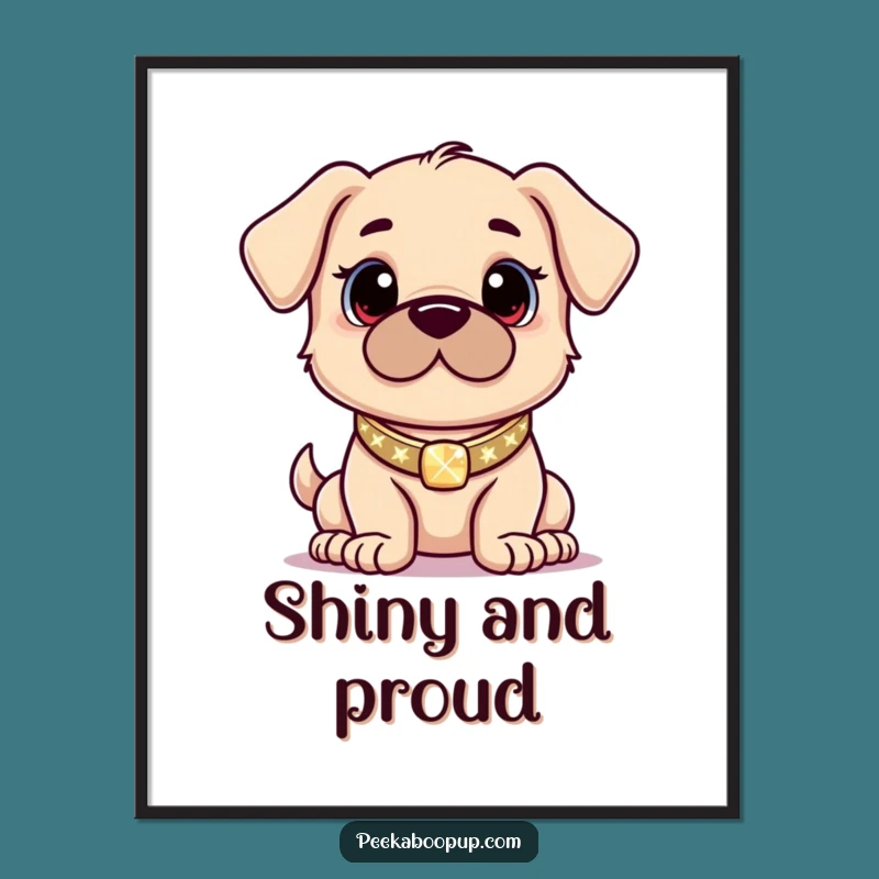 Funny Proud Puppy Sparkle Digital Art Print: Instant Confident and Humorous Decor