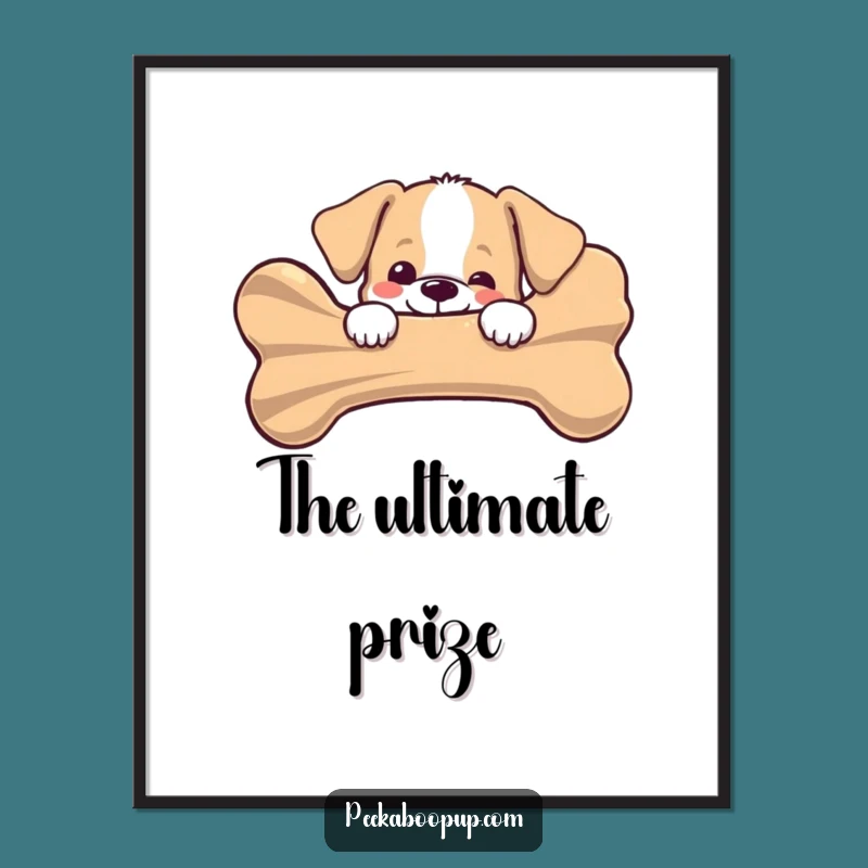 Funny Puppy Bone Digital Art Print: Instant Cuteness!