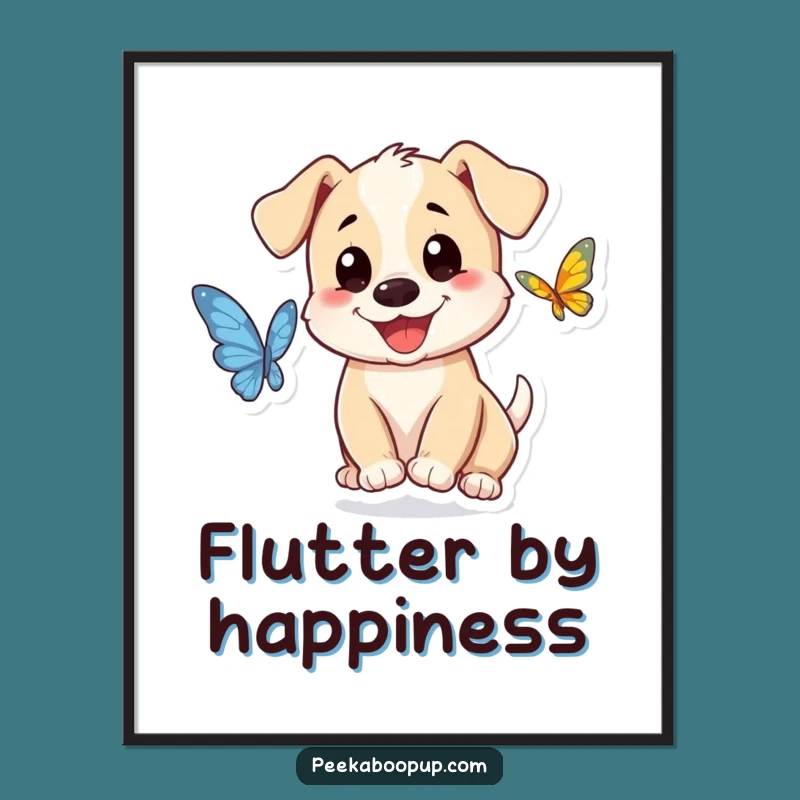 Funny Puppy Butterfly Digital Art: Joyful Pup for Instant Decor