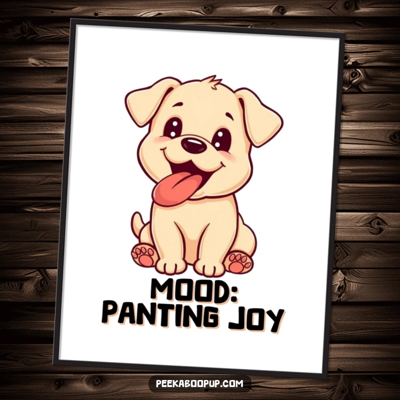 Funny puppy digital art print of a happy dog panting with its tongue out, perfect for instant download and wall decor.