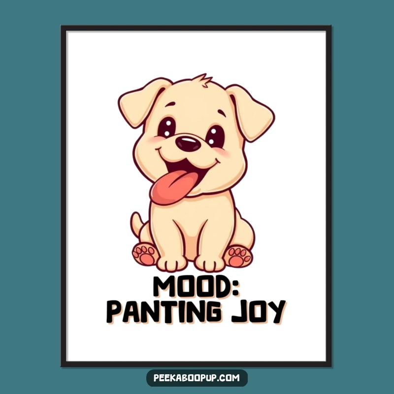 Funny Puppy Panting Digital Art Print: Instant Download of Hilarious Canine Joy for Your Walls