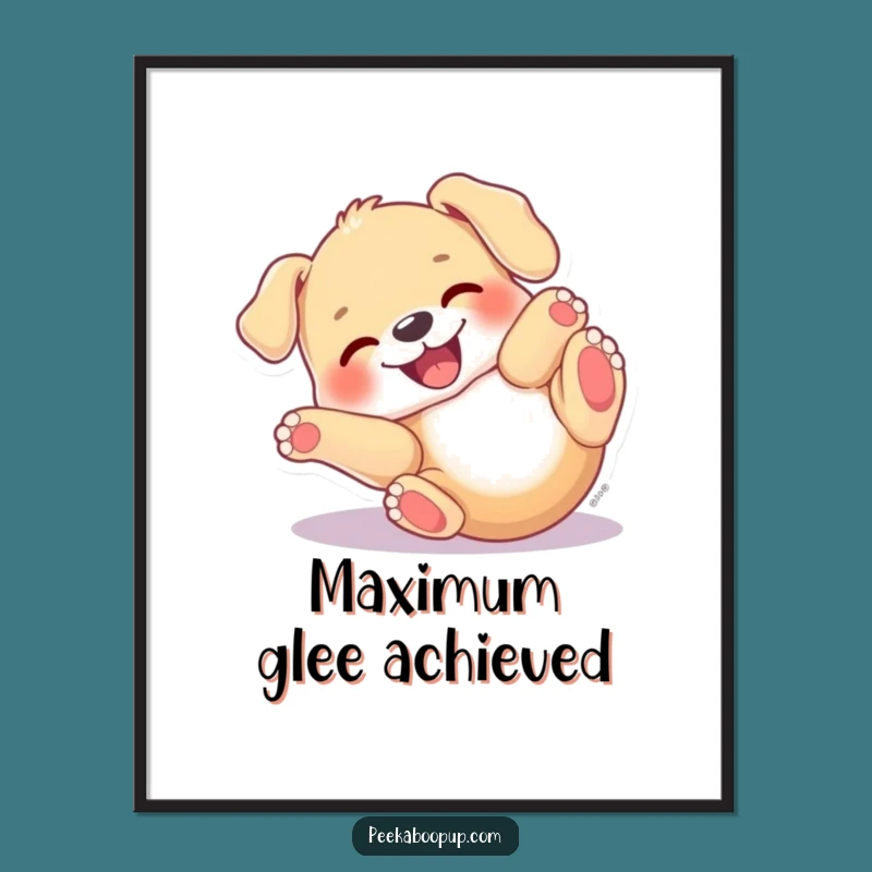 Funny Puppy Roll Digital Art - Joyful Dog Rolling Back Wall Art Funny Gift
