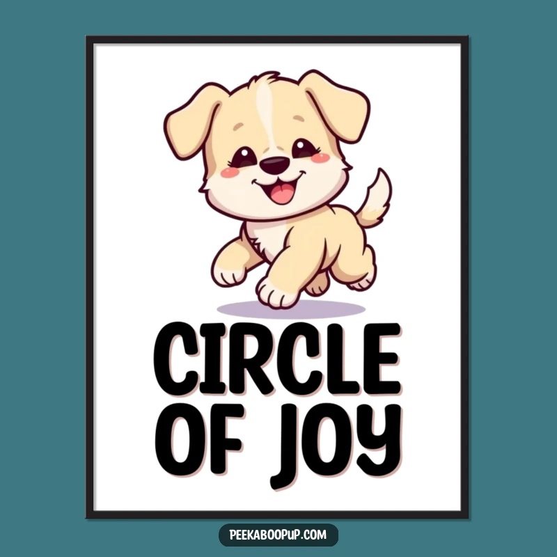 Funny Puppy Tail Chase Digital Art: Instant Hilarious Wall Art for Dog Lovers