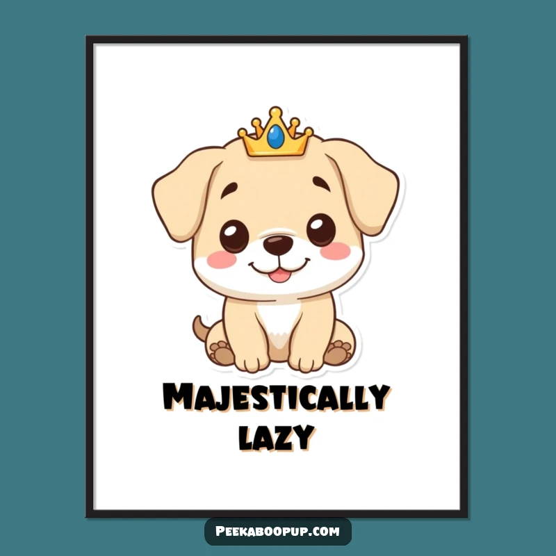 Funny Royal Puppy Digital Art - Crowned Dog Gentle Smile Regal Wall Art Funny Gift