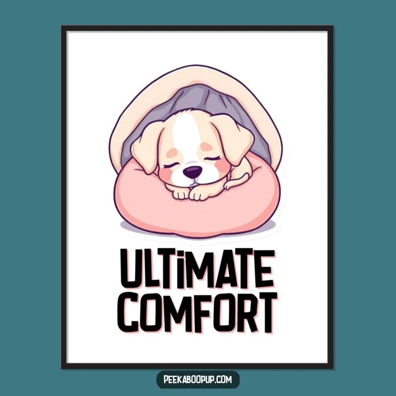 Funny Sleepy Puppy Digital Art Print: Instant Cozy and Humorous Wall Decor