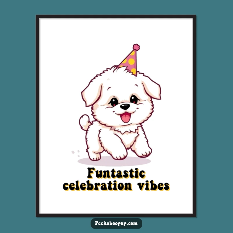 Funny Puppy Party Digital Art: Tail Chase, Instant Joy Download