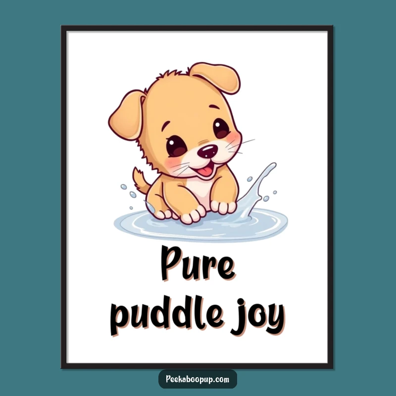 Instant Download Funny Puppy Puddle Splash Art