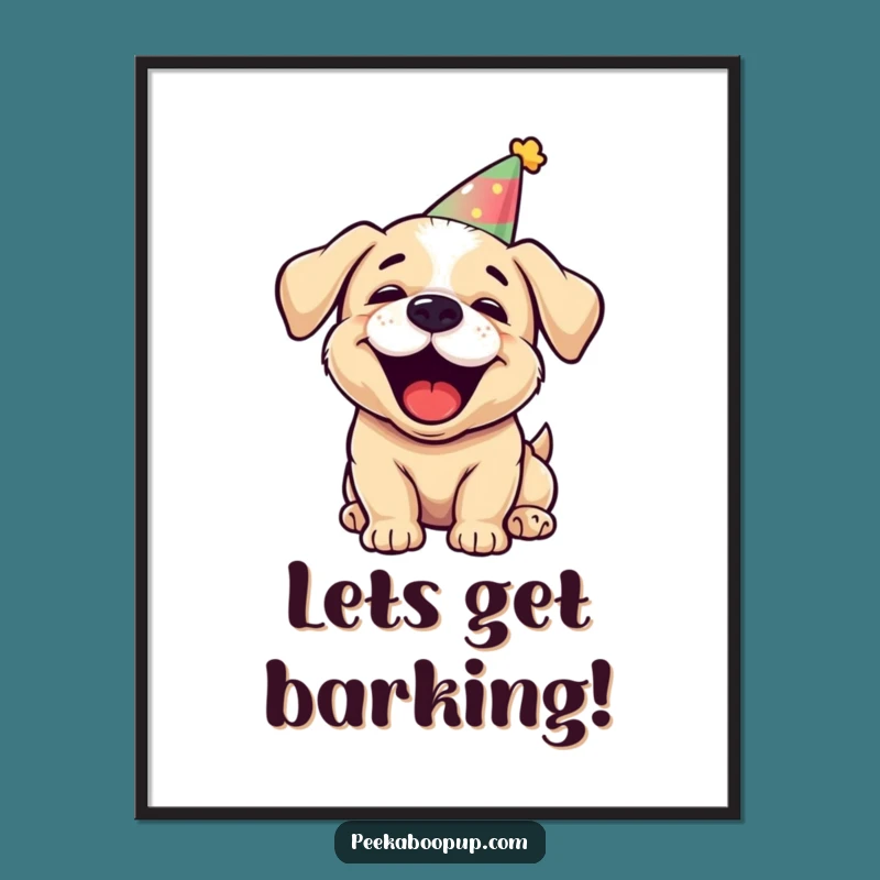 Funny Puppy Party Digital Art - Humorous Printable Gift for Festive Decor