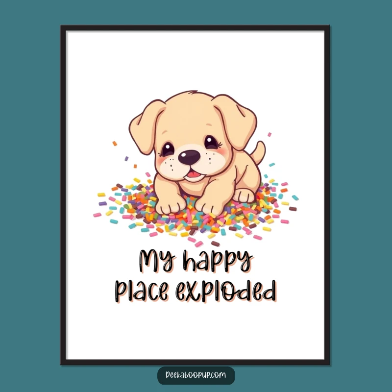 Funny Puppy Confetti Digital Print: Instant Joyful Wall Art, Perfect Dog Gift