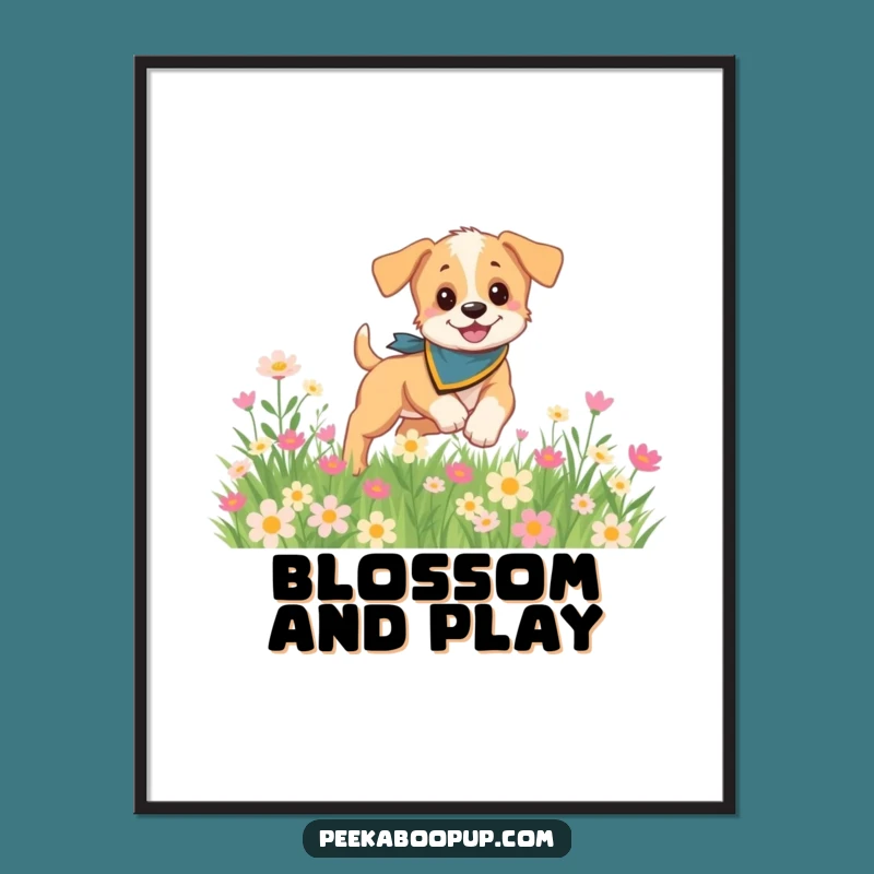 Printable Funny Puppy Flower Art: Instant Floral Dog Decor Download