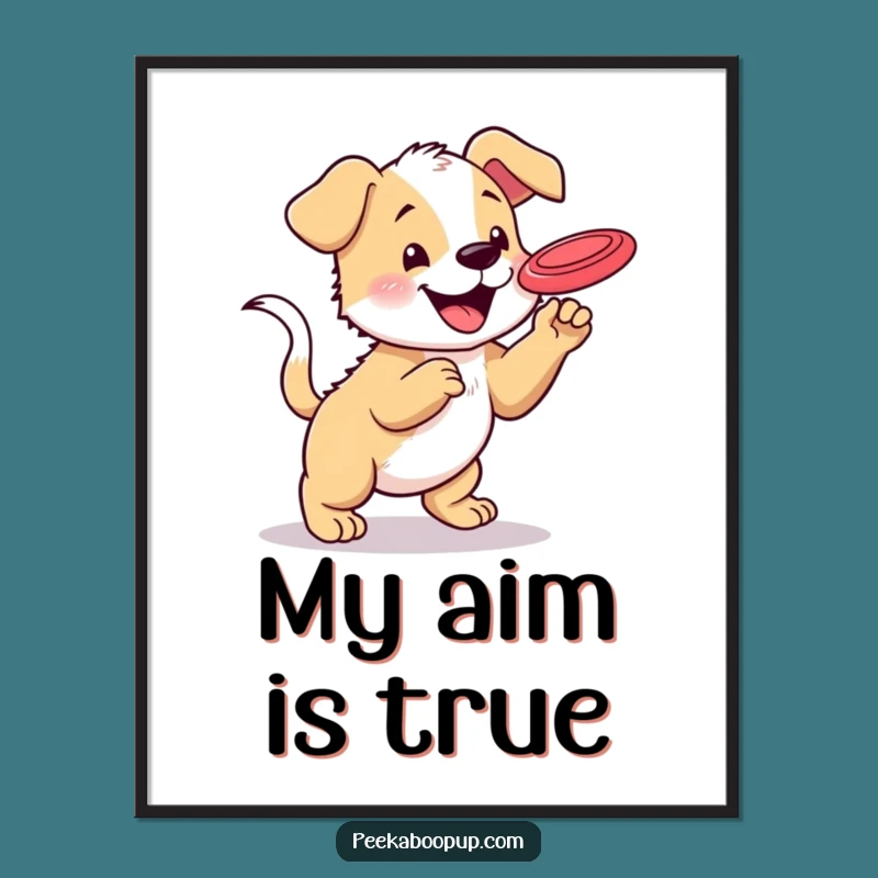Printable Funny Puppy Frisbee Art: Instant Energetic Dog Decor Download