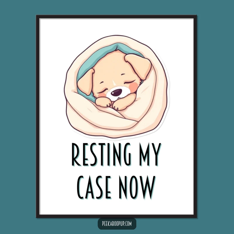 Funny Sleepy Puppy Digital Art: Instant Cozy Wall Decor for Peaceful Homes