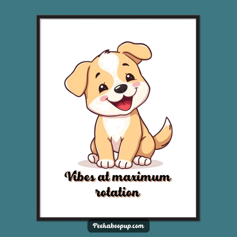 Funny Spinning Puppy Digital Art: Instant Joyful Wall Decor for Dog Lovers