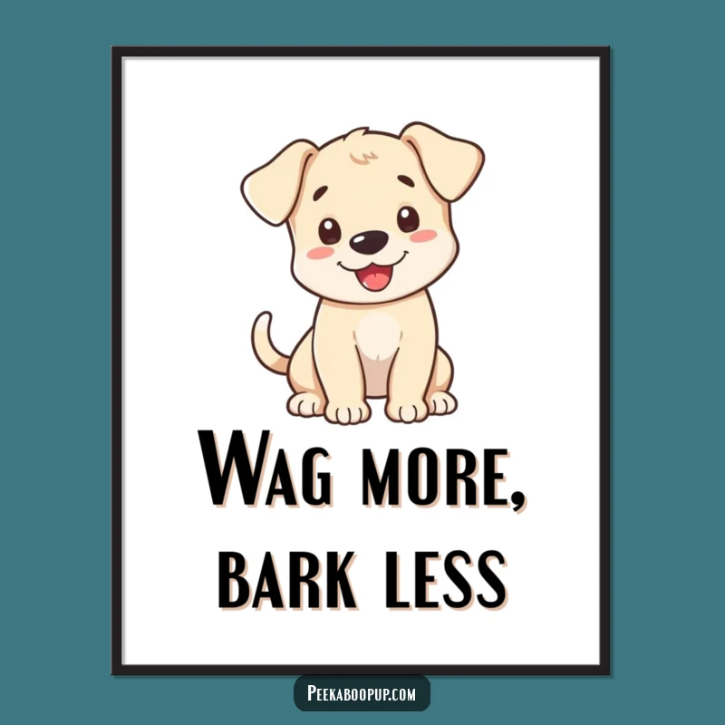 Funny Puppy Greeting Digital Art Print: Instant Cheerful Wall Decor