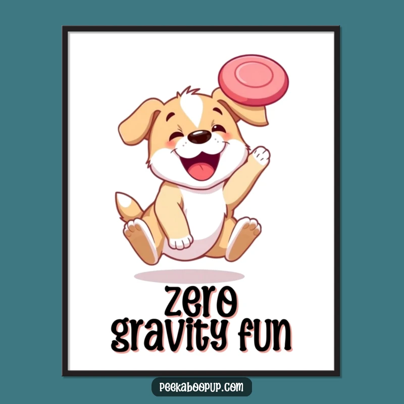 Funny Puppy Frisbee Catch Digital Art - Instant Joyful Decor!