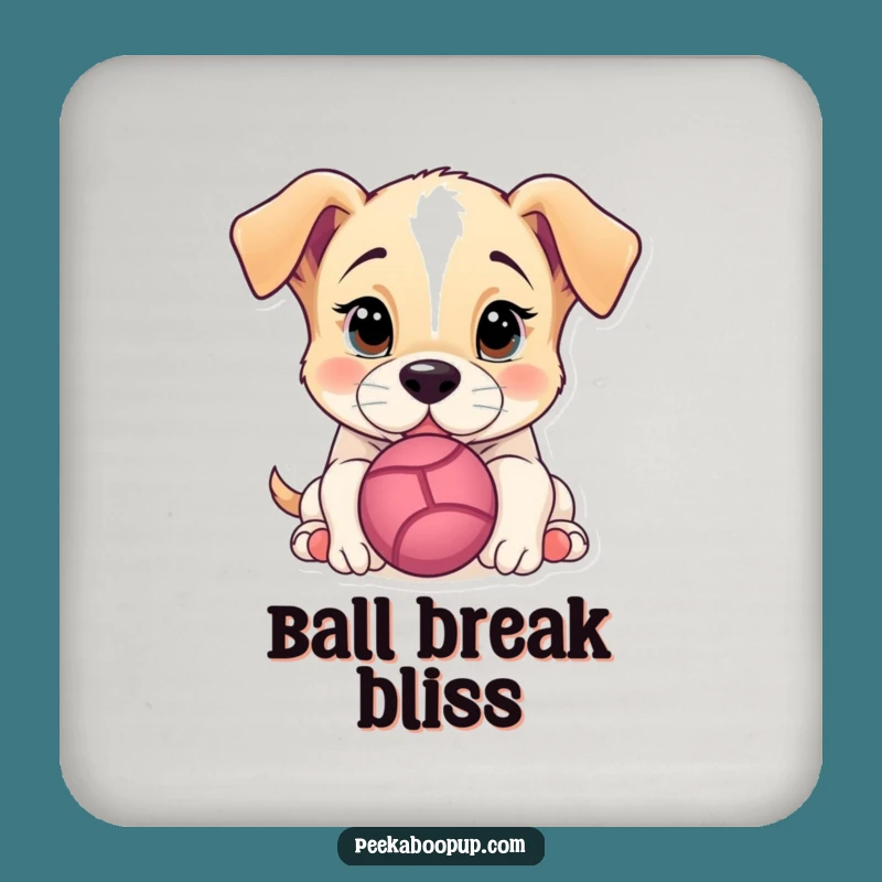 Funny Puppy Nudging Ball Drink Coaster: Protect Surfaces with Hilarious Pup Style