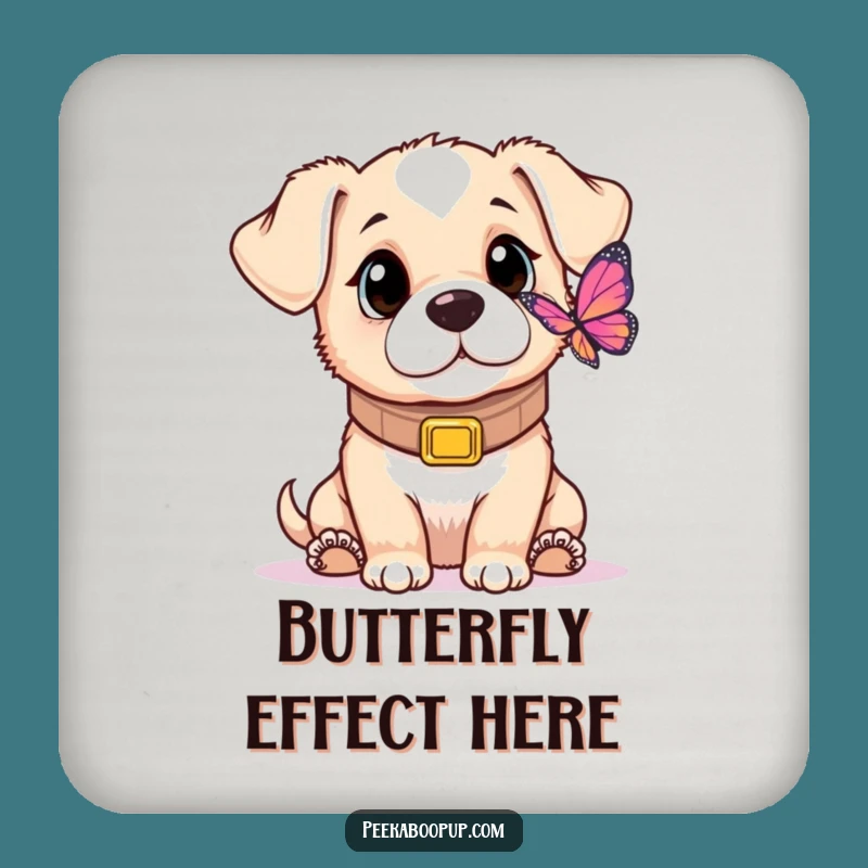 Funny Puppy Butterfly Drink Coasters: Protect Surfaces with Adorable Pup Art