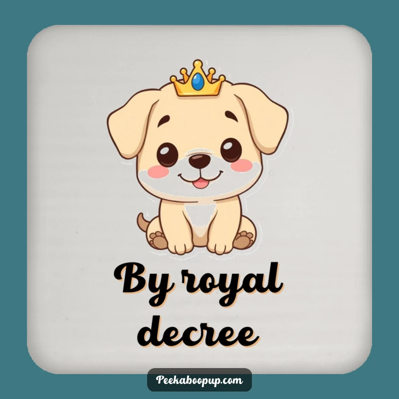 Funny Royal Puppy Coaster - Set of Cute Crowned Dog Gentle Smile Funny Gift