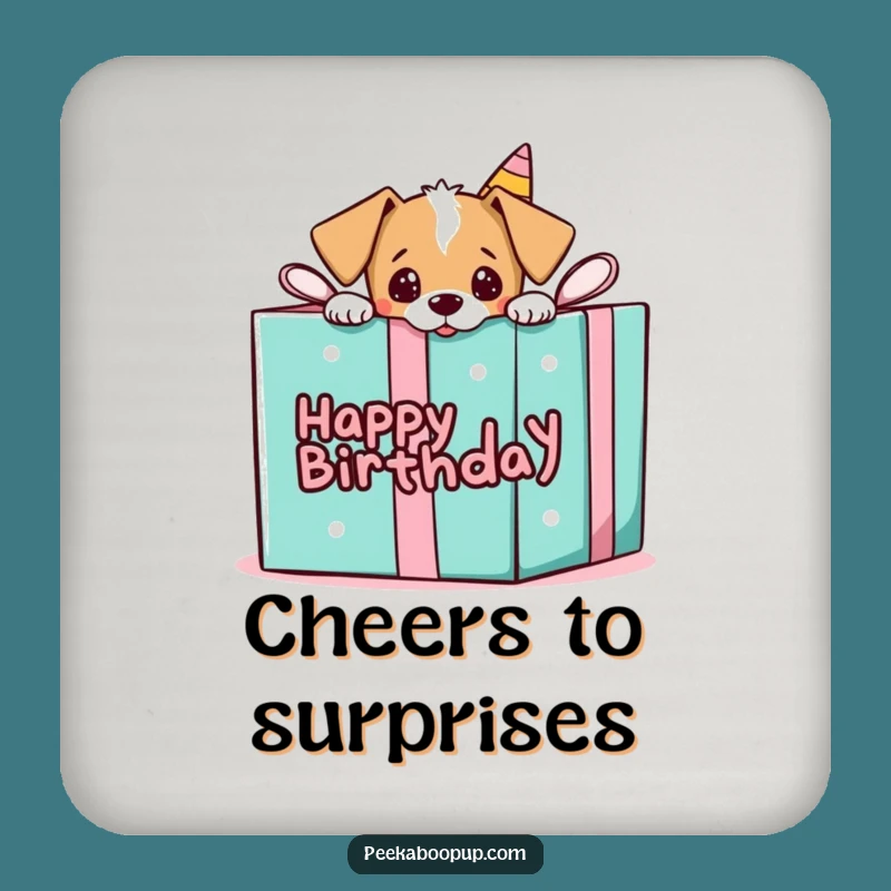Funny Puppy Gift Coaster: Peek-a-Boo Style, Protect Your Surface