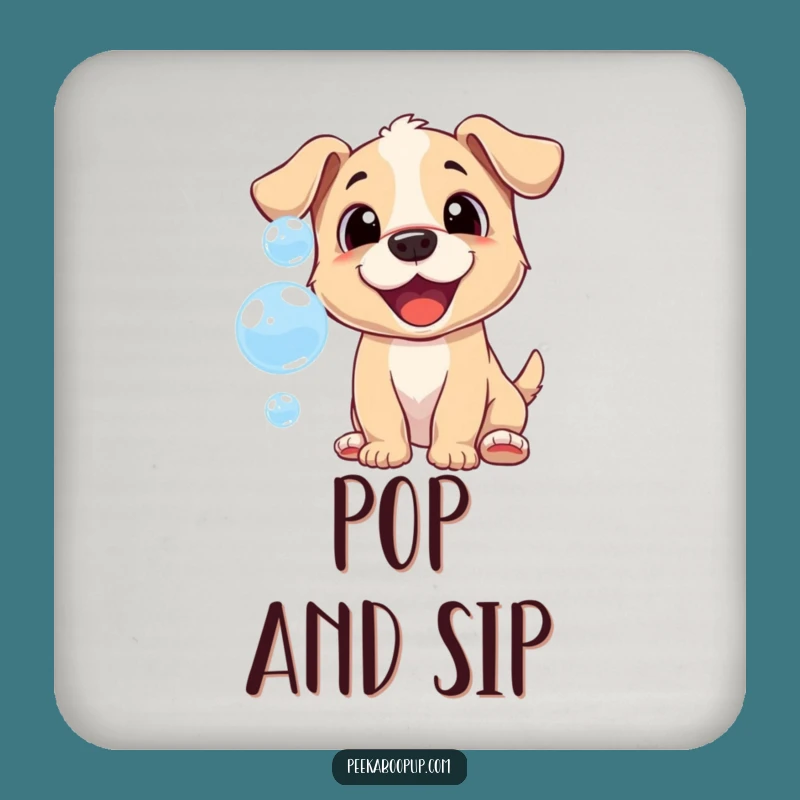 Funny Bubble Puppy Coaster: Cheerful Chase Style, Protect Your Surface
