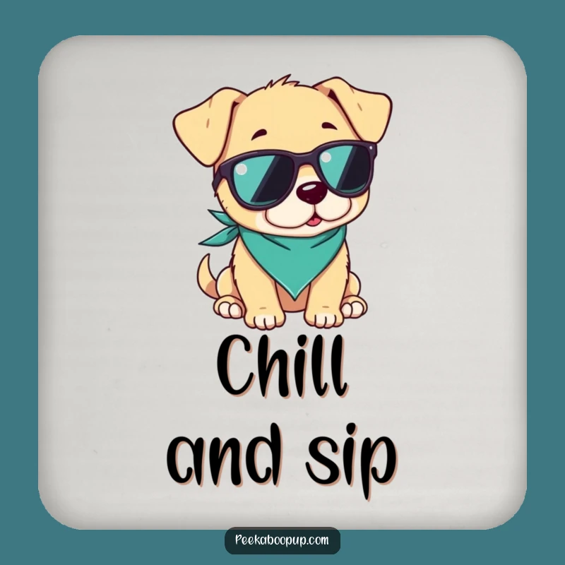 Funny Cool Puppy Sunglasses Coaster, Stylish and Comedic Pet Gift