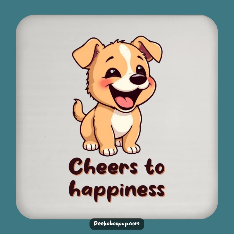 Funny Happy Puppy Drink Coasters: Protect Surfaces with Joyful Charm
