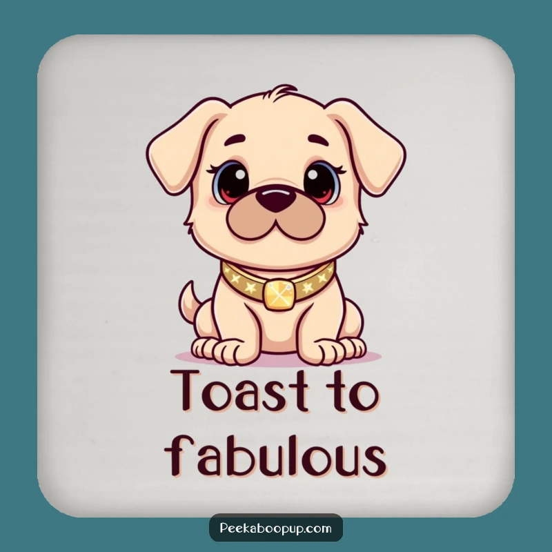 Funny Proud Puppy Sparkle Drink Coasters: Protect Surfaces with Confident Designs