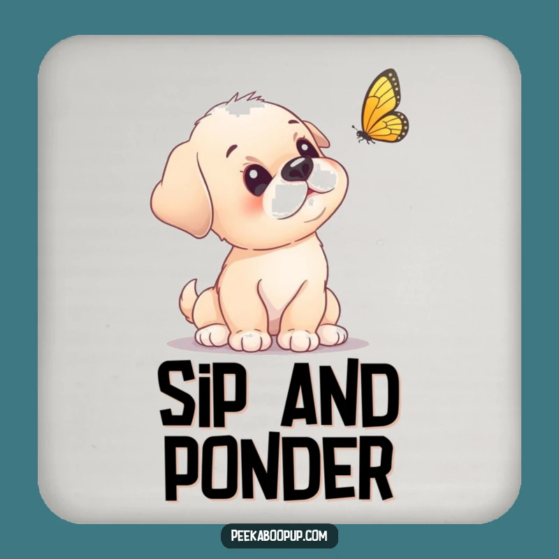 Funny Puppy Butterfly Coaster - Protect Surfaces with Puppy Curiosity