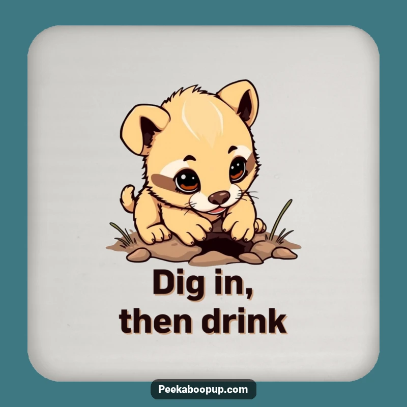 Funny Puppy Coaster Set - Humorous Gift for Determined Table Protection