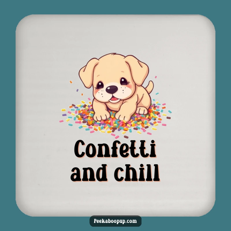 Funny Puppy Confetti Coaster: Protect Surfaces with This Hilarious Dog Gift