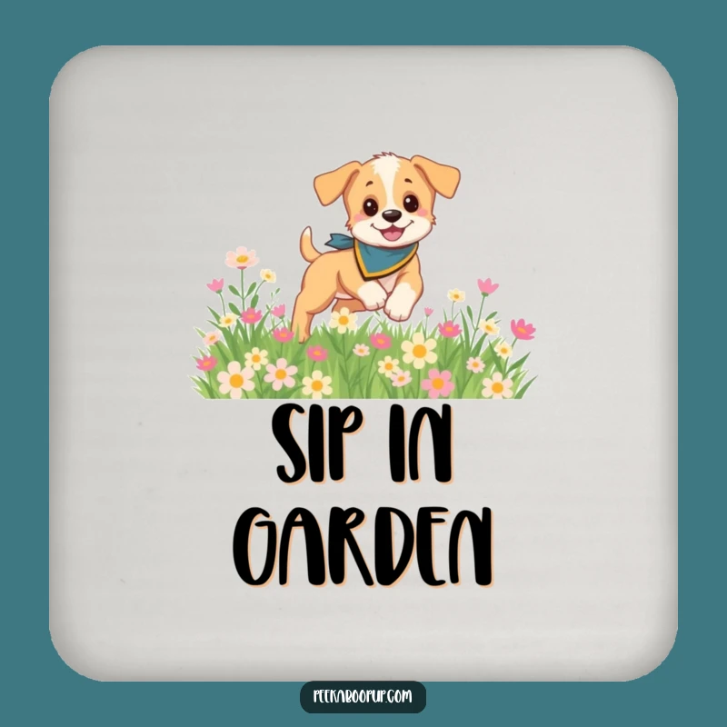 Funny Puppy Floral Coaster Set: Protect Surfaces with Cute Dog Art