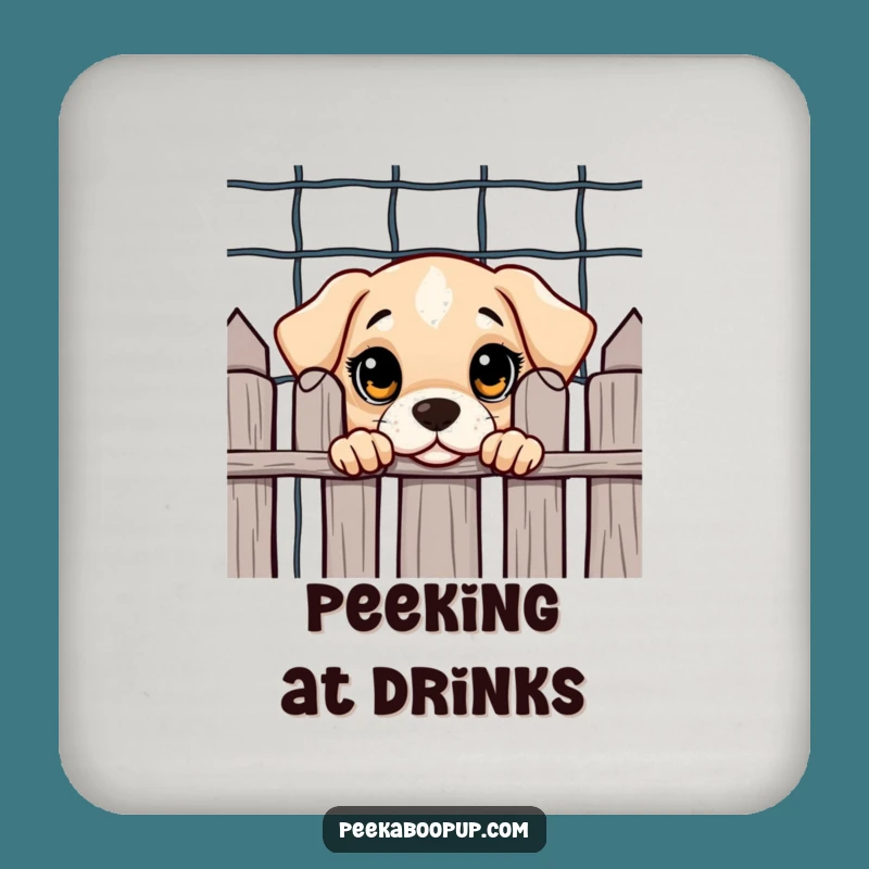 Funny Puppy Peeking Coaster Set: Protect Surfaces with Curious Dog Art