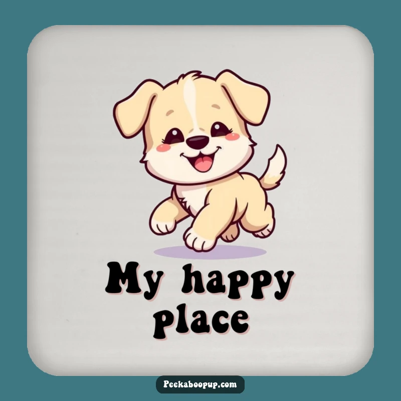 Funny Puppy Tail Chase Drink Coasters: Protect Surfaces with Hilarious Dog Art