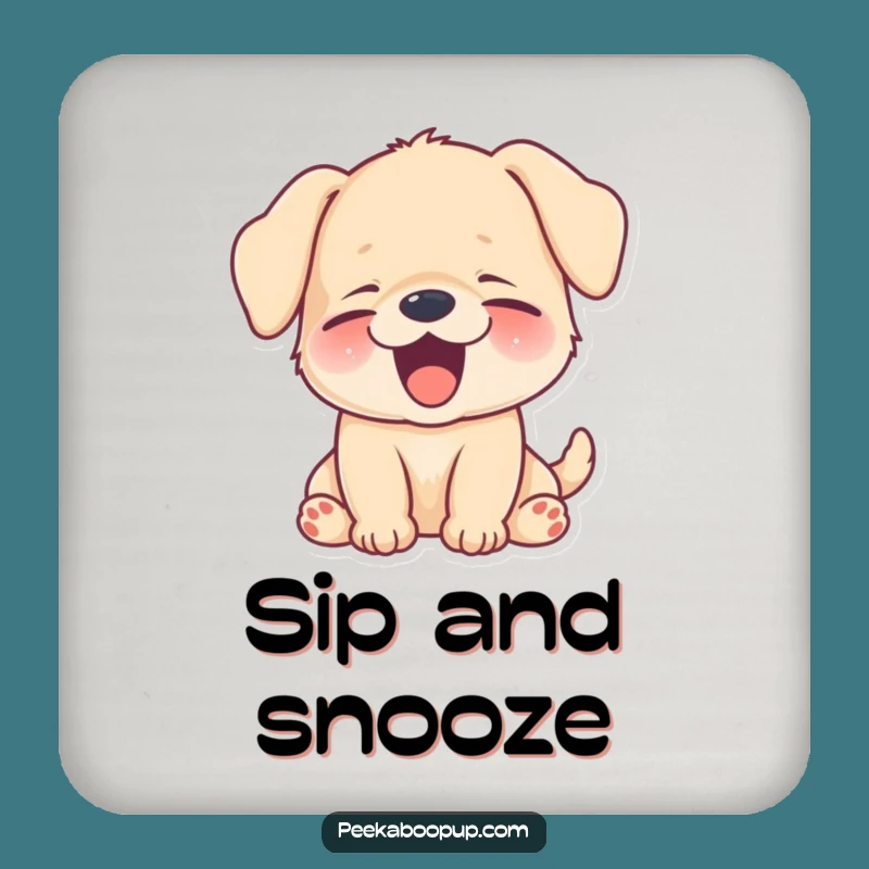 Funny Sleepy Puppy Yawn Coaster - Hilarious Sleepy Protection!